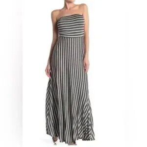 WEST KEI STRETCHY STRIPE TUBE TOP SIZE L Blk & White  MAXI DRESS